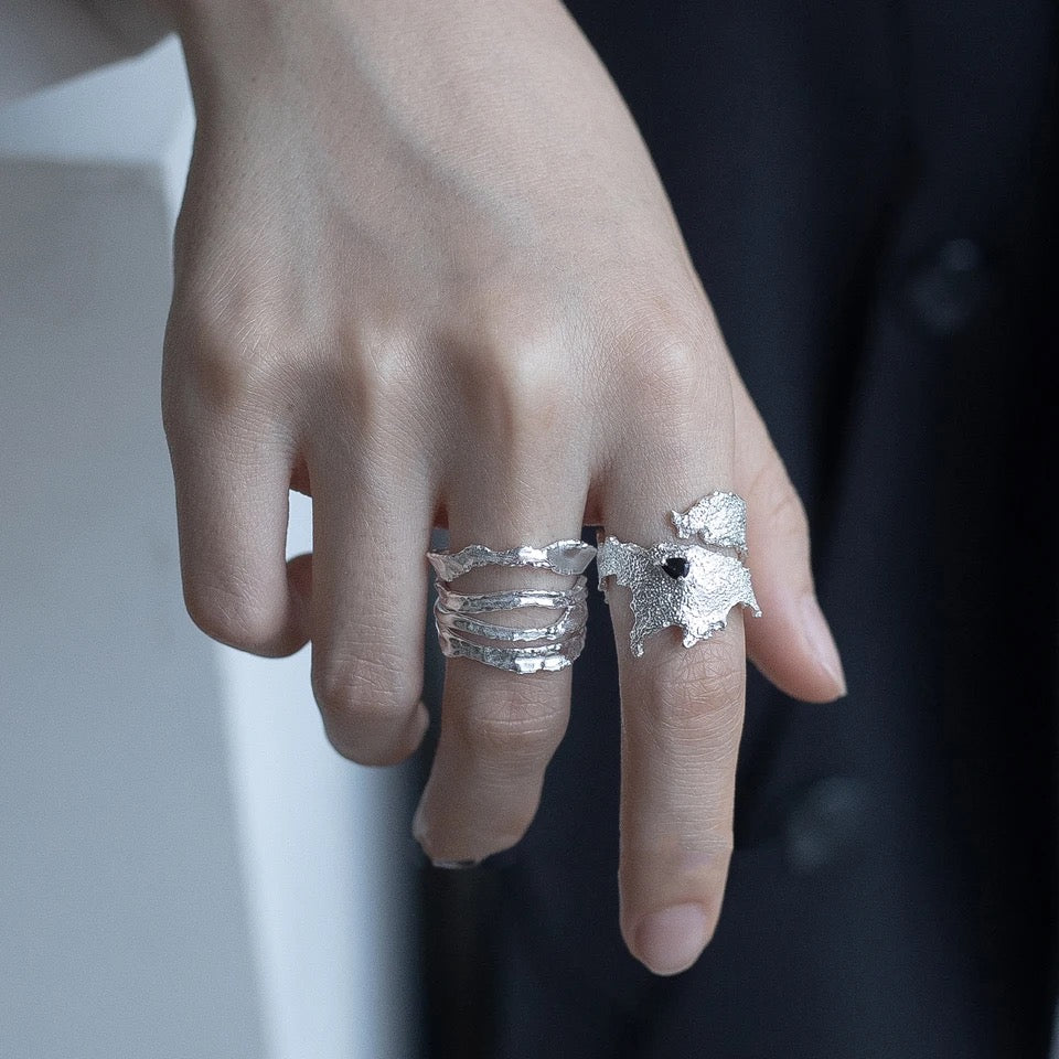 Oti raw finish unusual wrap ring