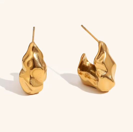 Chunky Pinched Hoop Earrings
