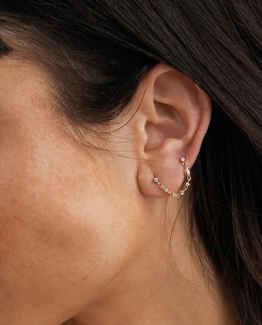 Harmony Sterling Silver Double Piercing Ear Chain