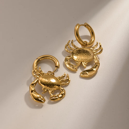 Crab Charm Hoops