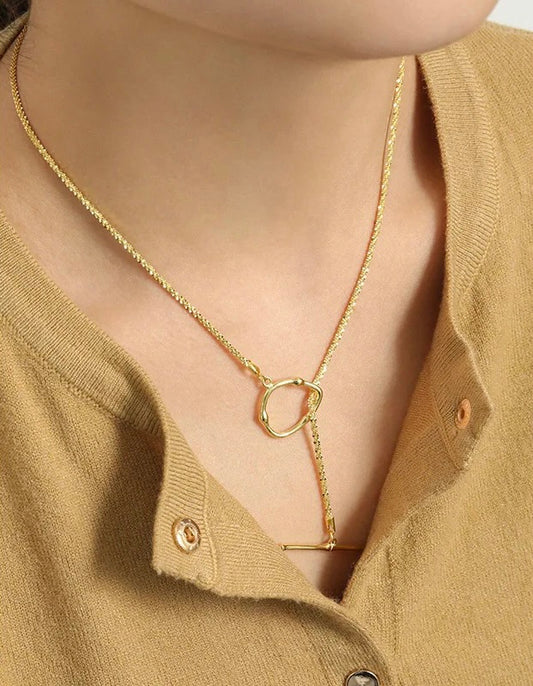 Giovanna Sterling Silver unusual T - Bar necklace
